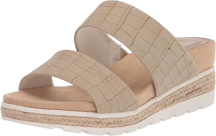 Easy Street Women's Maryann Slide Wedge Sandals, Taupe Croco Size 10M