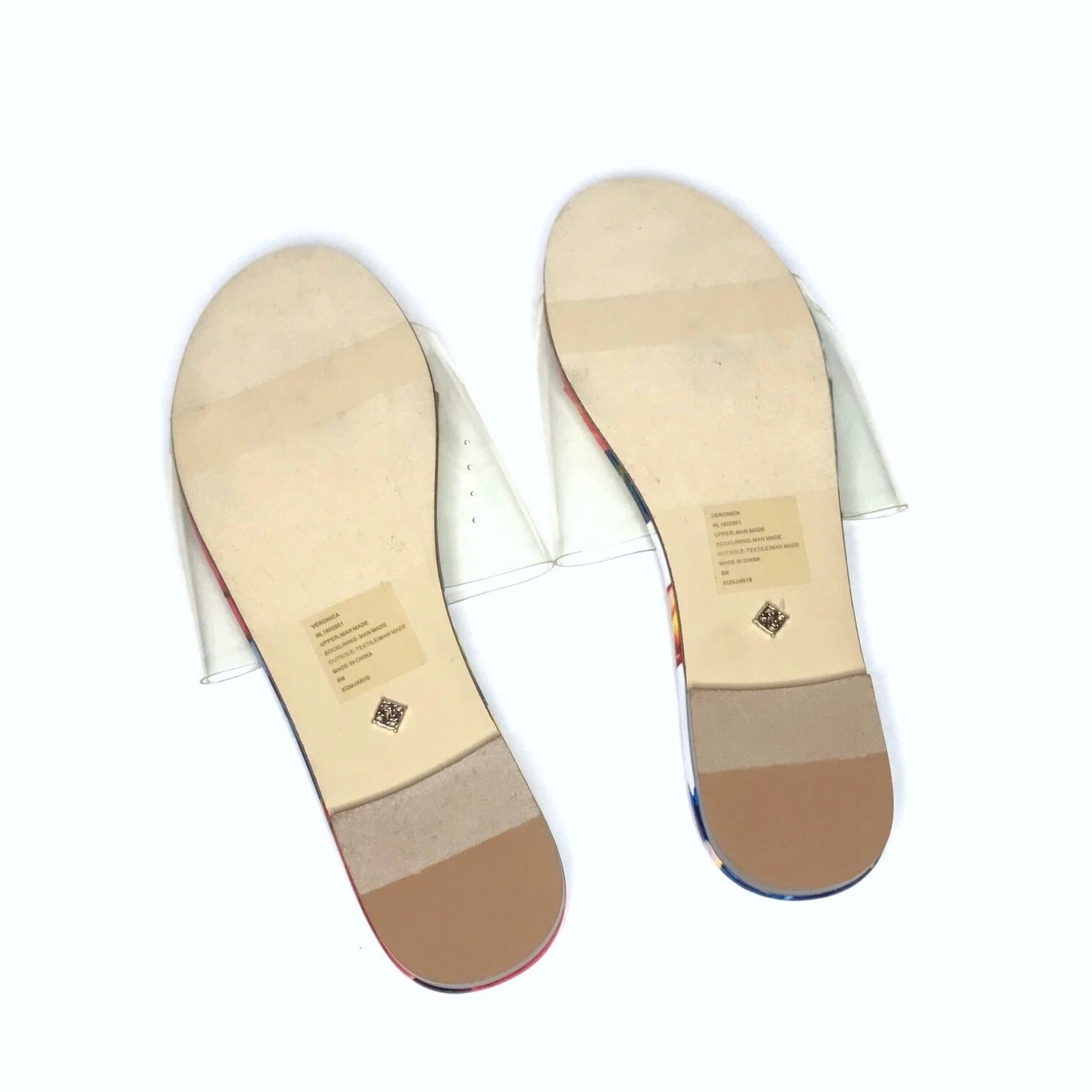 Nanette Lepore Women's Sandals Jeweled Transparent Watermelon Floral Sz 8M