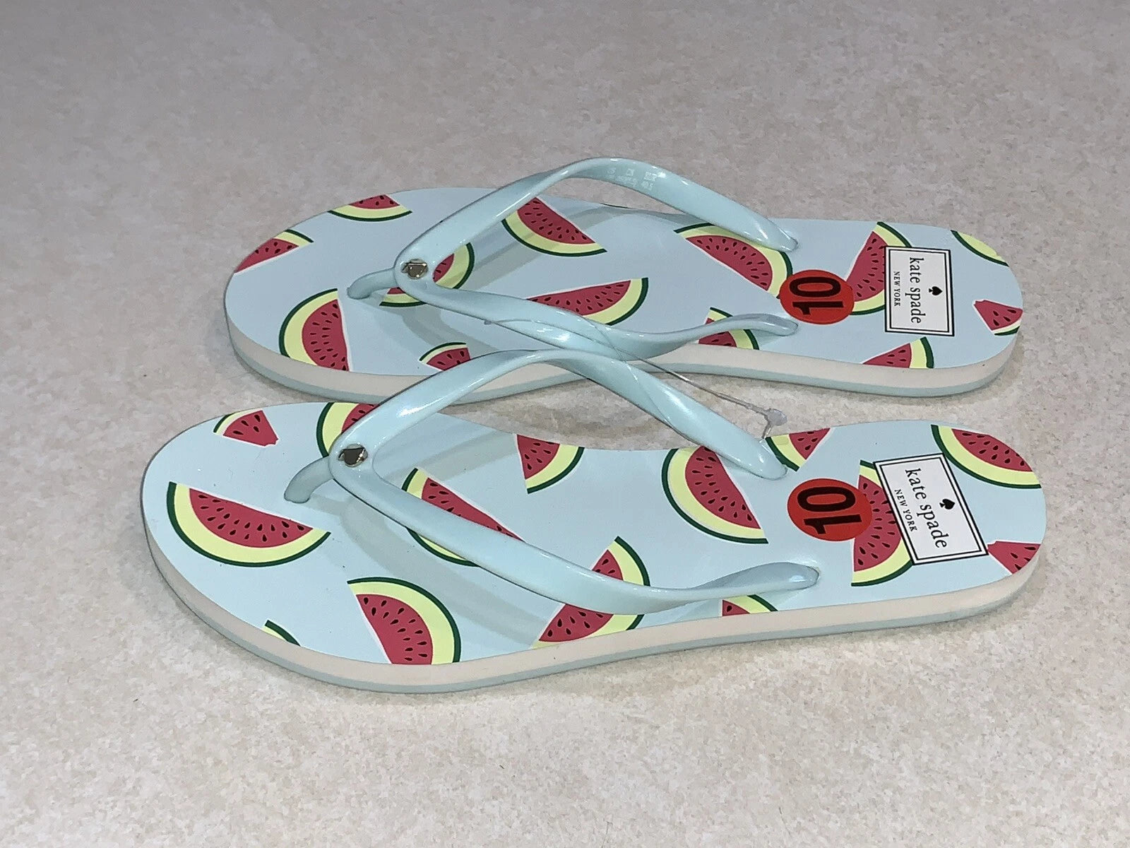 Kate Spade New York Watermelon Fiji Flip Flops Green Size 10 NEW