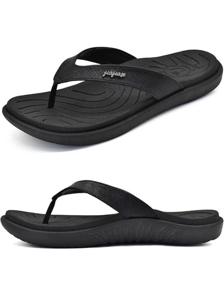 jiajiale Womens Fashion Orthotic Arch Support Flip Flops Black US Size 8