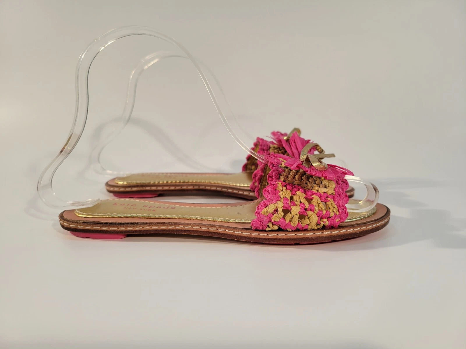 Kate Spade New York Amelia Slide Sandals Size Womens 5 Youth Girl 3.5Y Pink Gold