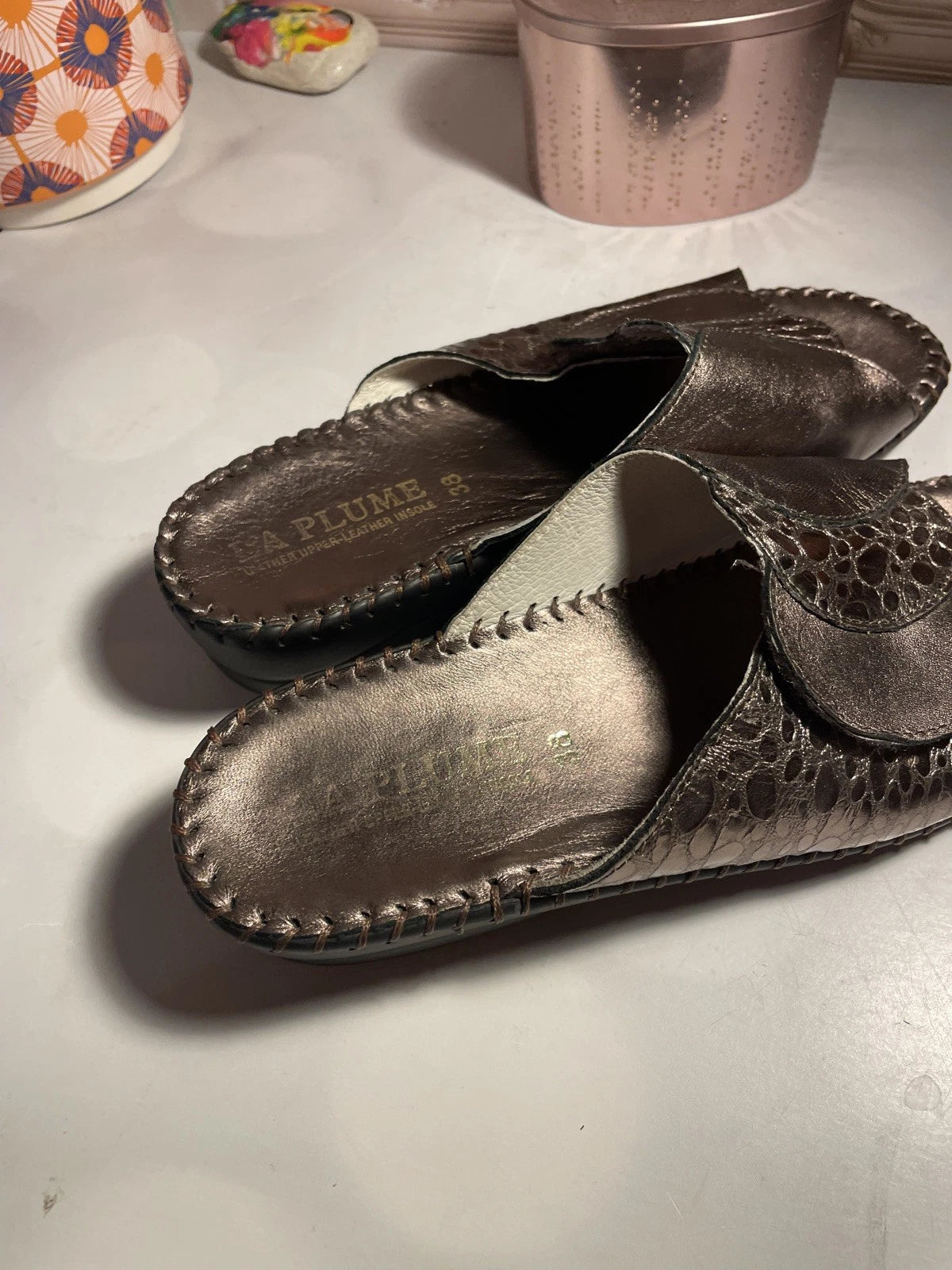 La Plume Women's Paola Sandal Leather Anatomical Footbed Women's SZ 38