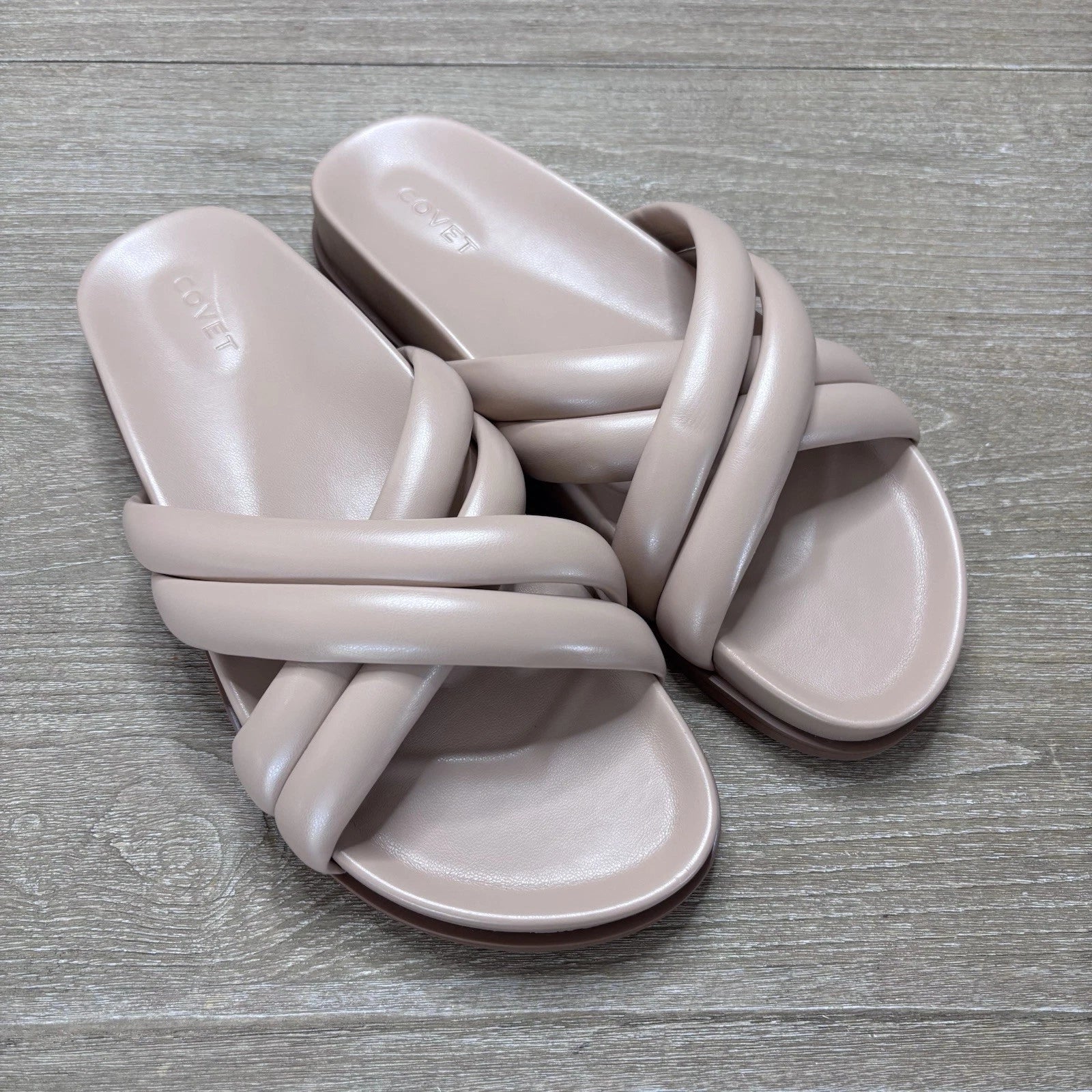 Covet Sol Crisscross Slide Sandal Nude Minimalist Comfort Sz 41/10-10.5US $142