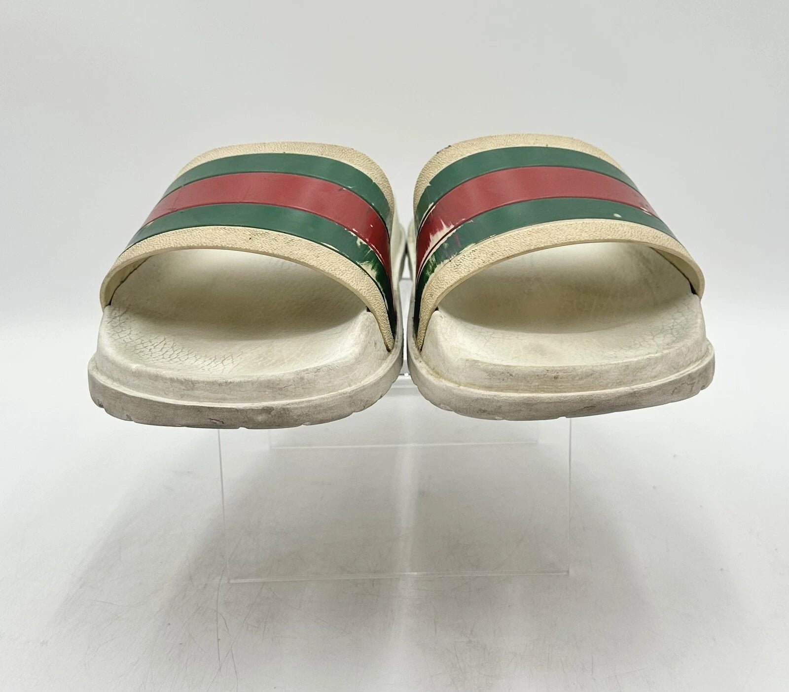 Gucci Men's Beige Striped Slide Sandals Size 12