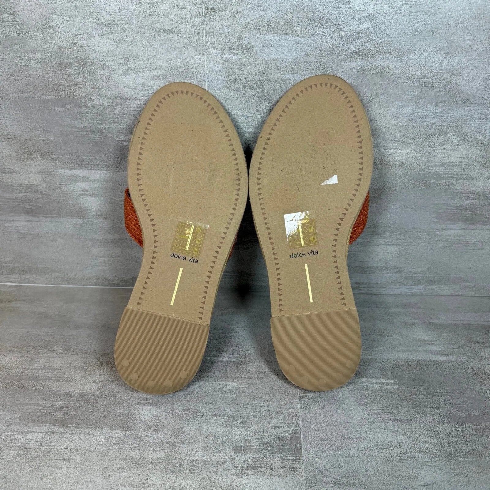 Dolce Vita Woven Orange Slide Sandals Raffia Slip On Casual Summer Shoes 5.5