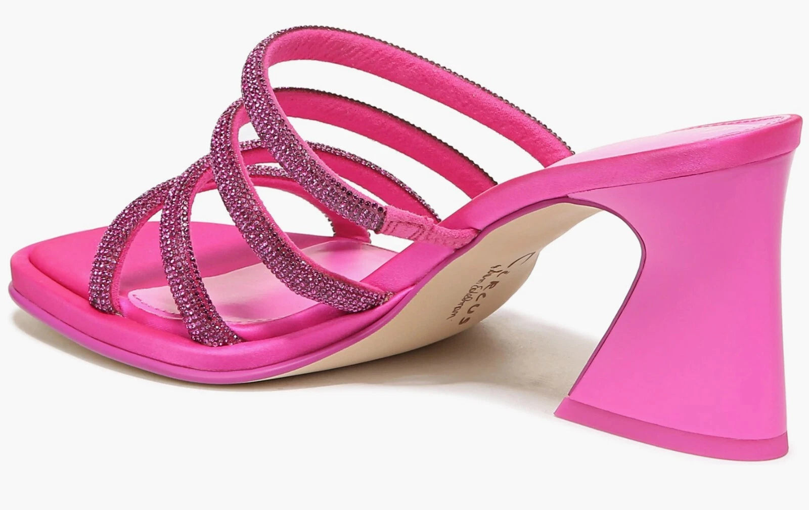 CIRCUS NY BY SAM EDELMAN NIB $120 HEDDIE PINK PUNCH SLIDE HEELED SANDAL. SZ 8 M