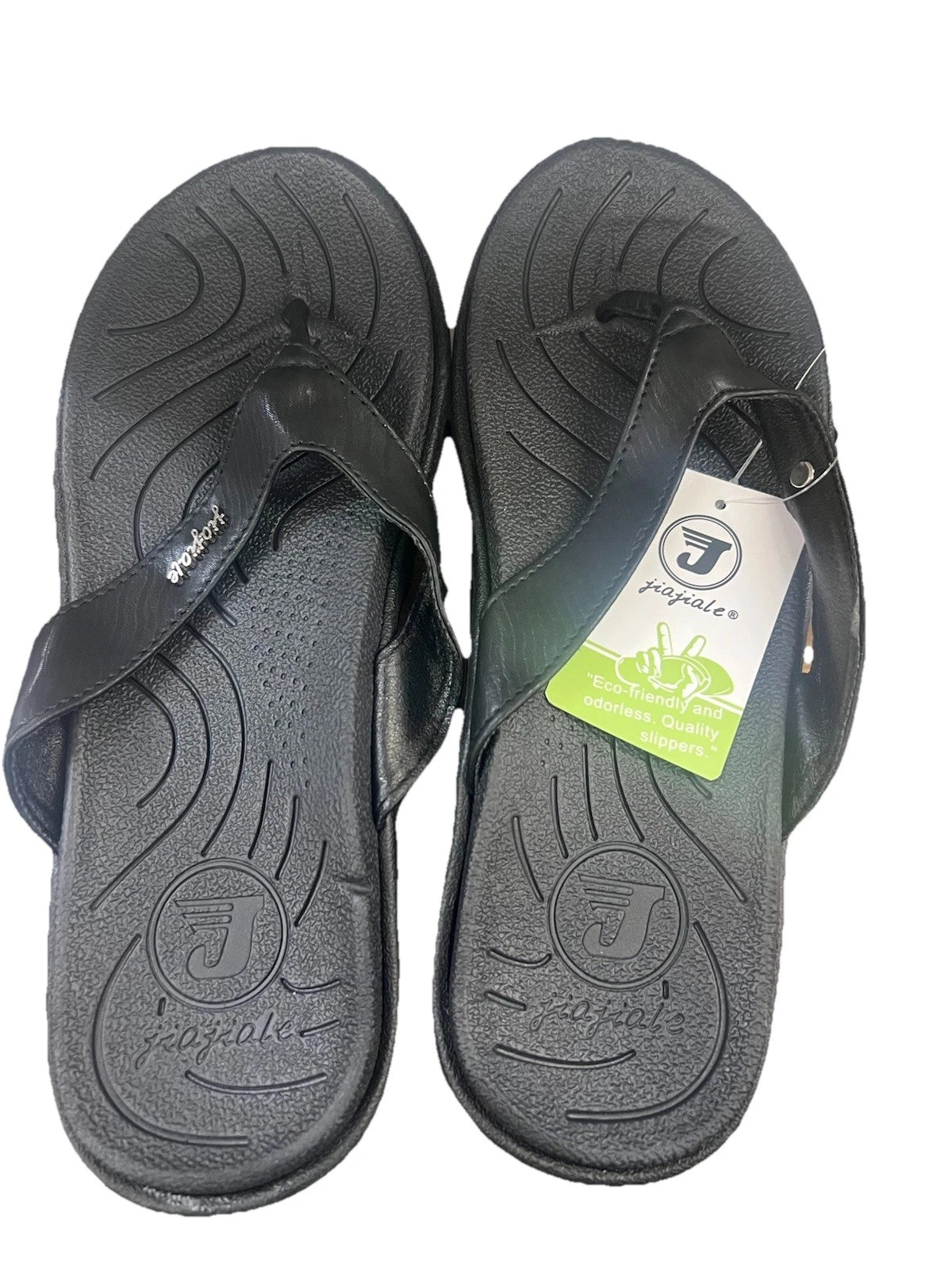 jiajiale Womens Fashion Orthotic Arch Support Flip Flops Black US Size 8