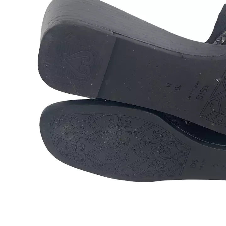 Brighton Sandals Isis Women’s 10M Black Braided Slide Low Wedge Y2K Slip On