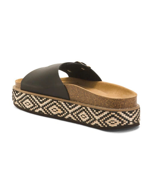 FREE PEOPLE Caravelle Cork Footbed Platform Black Boho Sandal Made In Spain 7/37