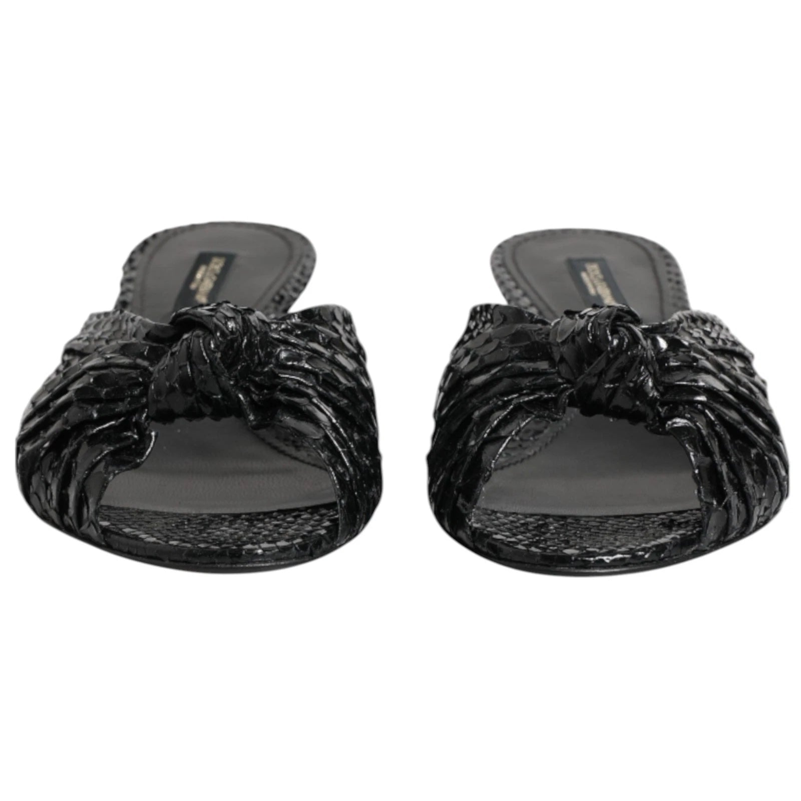 DOLCE & GABBANA Shoes Black Leather Heels Slides Sandals EU37.5 / US7 1200usd