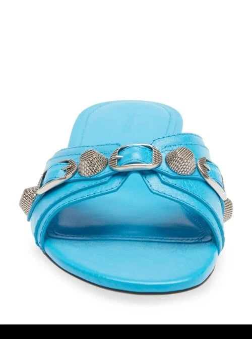 Balenciaga Le Cagole Slide Sandal CYAN/ AGED NIKEL, Size 9US /39EU $750