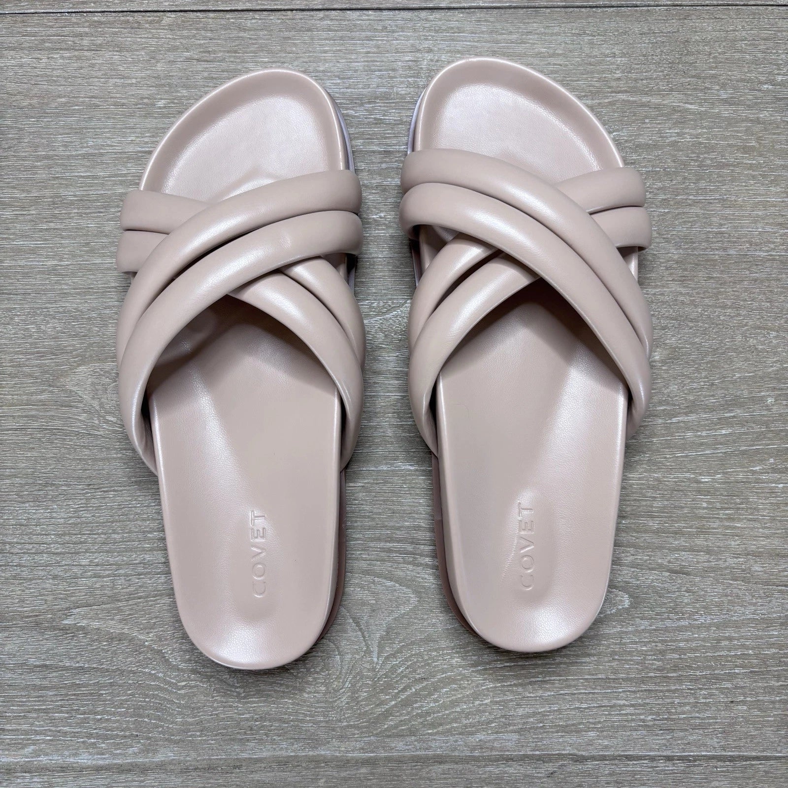 Covet Sol Crisscross Slide Sandal Nude Minimalist Comfort Sz 41/10-10.5US $142