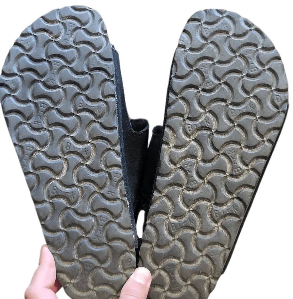 Birkenstock Sandals Women's 7 Black Arizona Shearling Lined Cozy Suede Leather