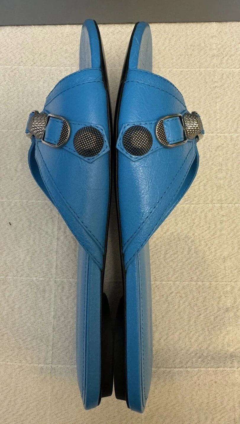 Balenciaga Le Cagole Slide Sandal CYAN/ AGED NIKEL, Size 9US /39EU $750