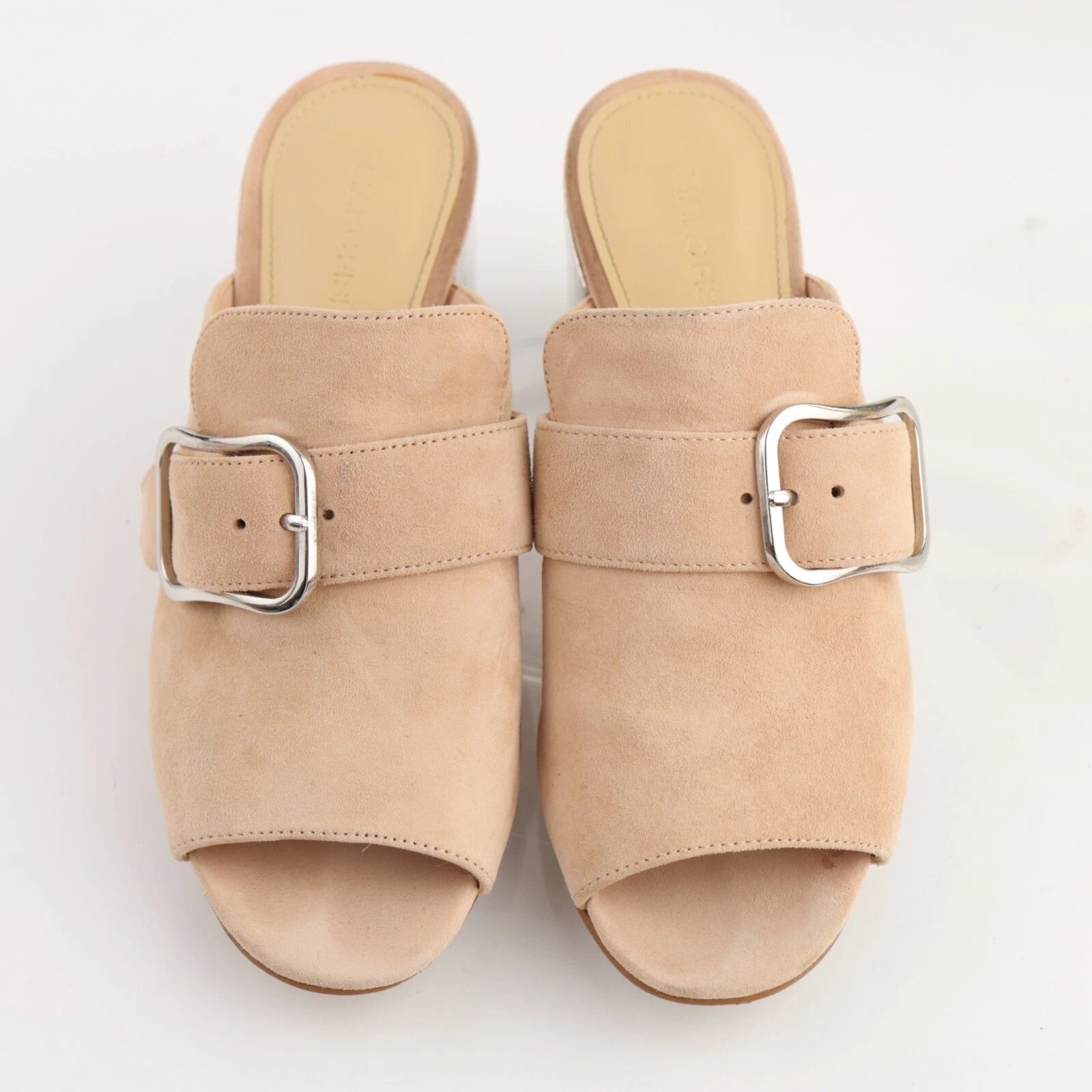 Marc Fisher Women's Rima Sandal Size 6 Block Heel Mule Slide Tan Blush Suede