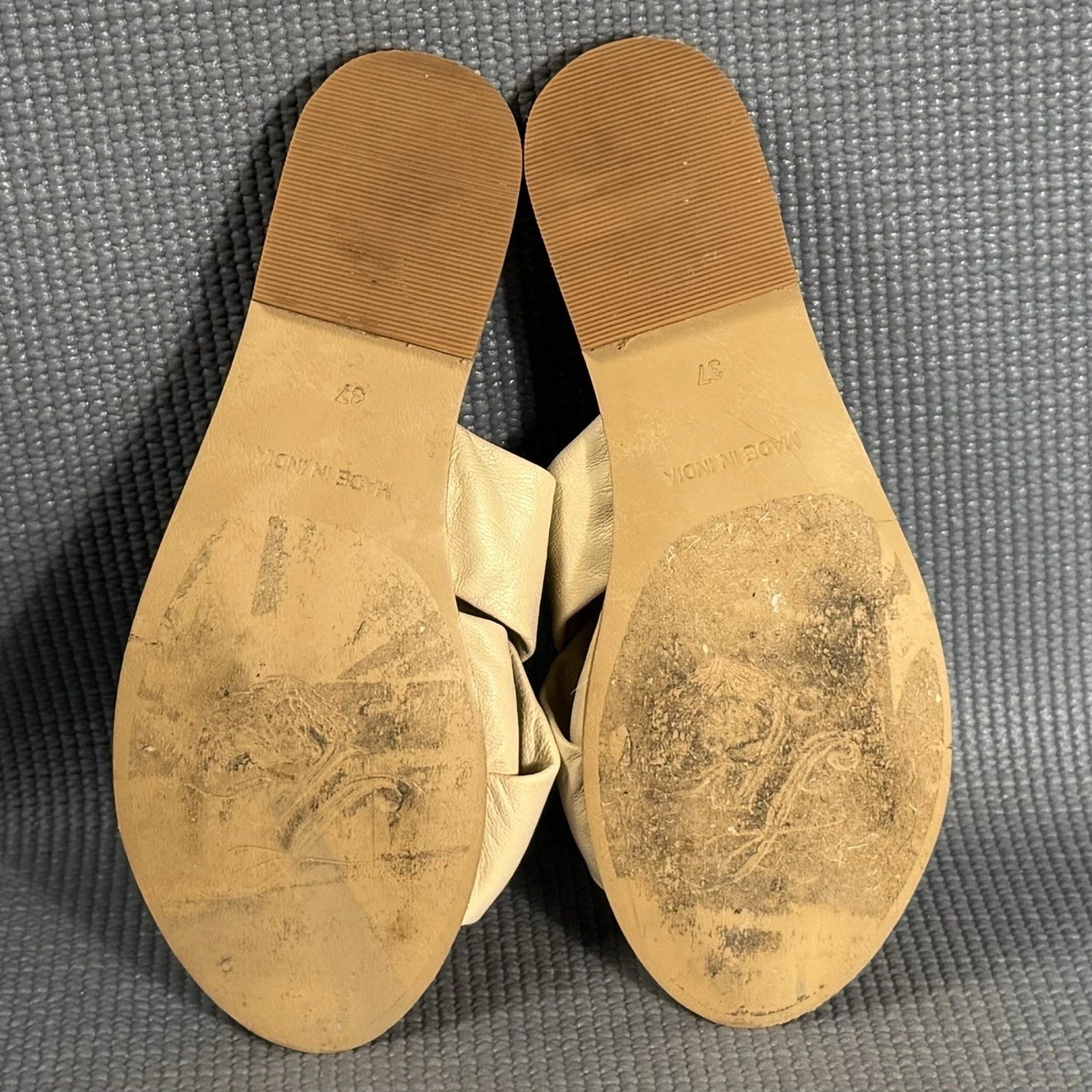 Free People Leather Slide Fashion Sandals Beige Size 6.5 US 37 EU