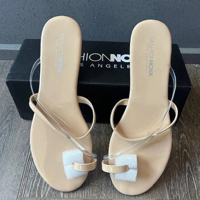 Fashion Nova Slotted N Nude Sandals To The Beach Brand New with Box Size 9