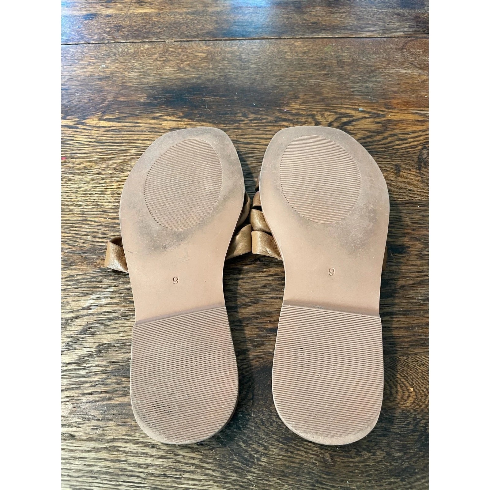 Leather Criss Cross Slide Sandals Square Toe Slip On Flats Size 9