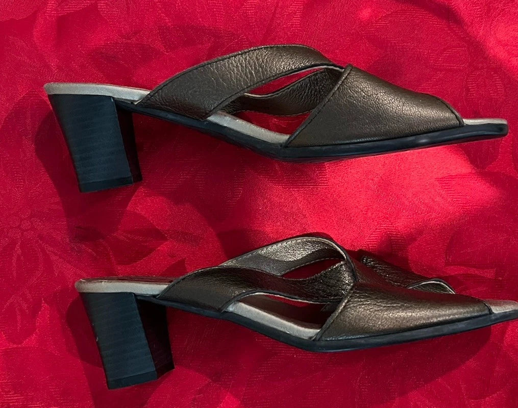 Arche Shoes Women Leather EU 39 US 8 Sandals Bronze Slip On Slides Heels