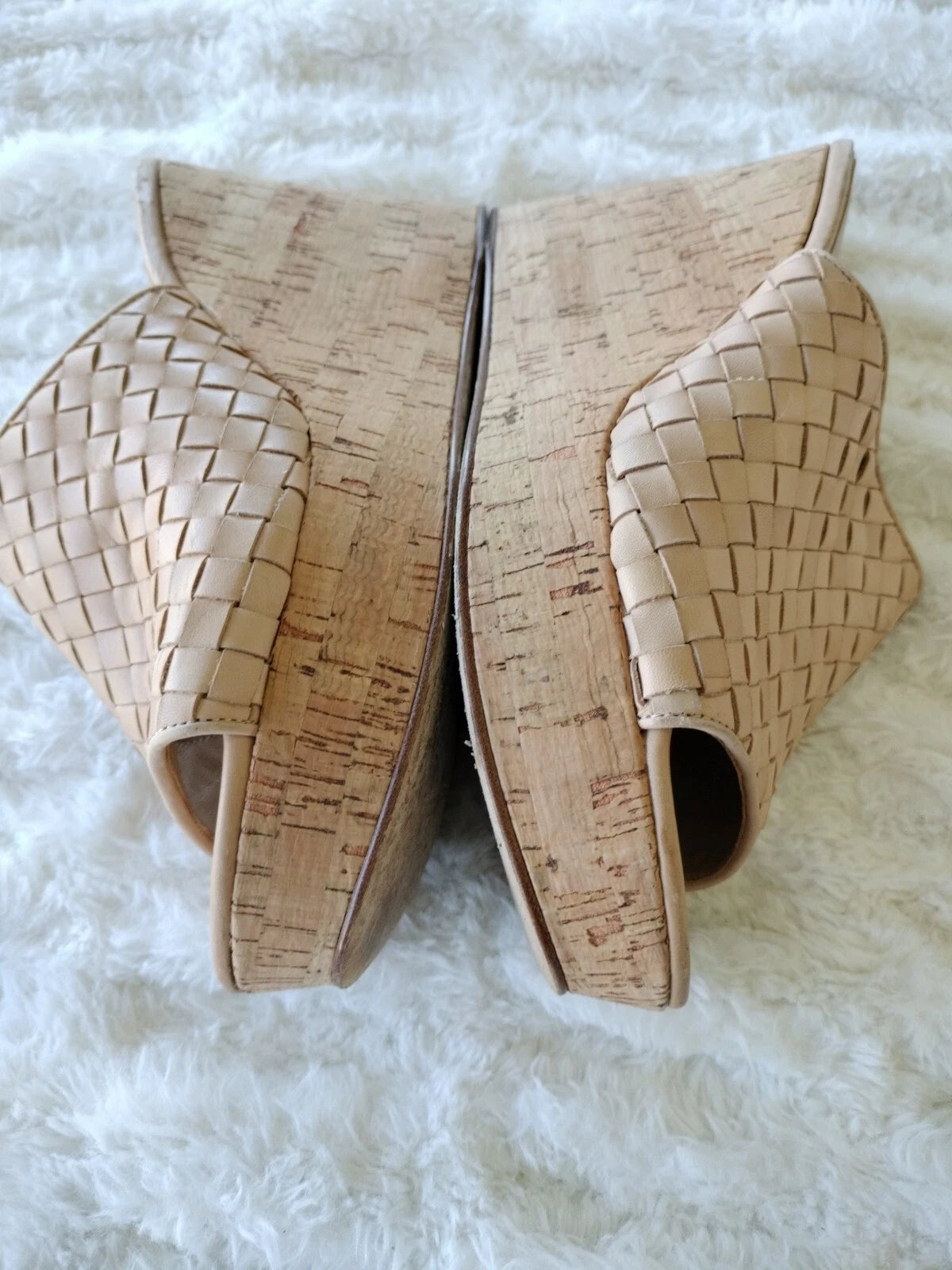ETIENNE AIGNER Devin Sz 8  Sandals Platforms Women's Natural Cork Wedges Slides