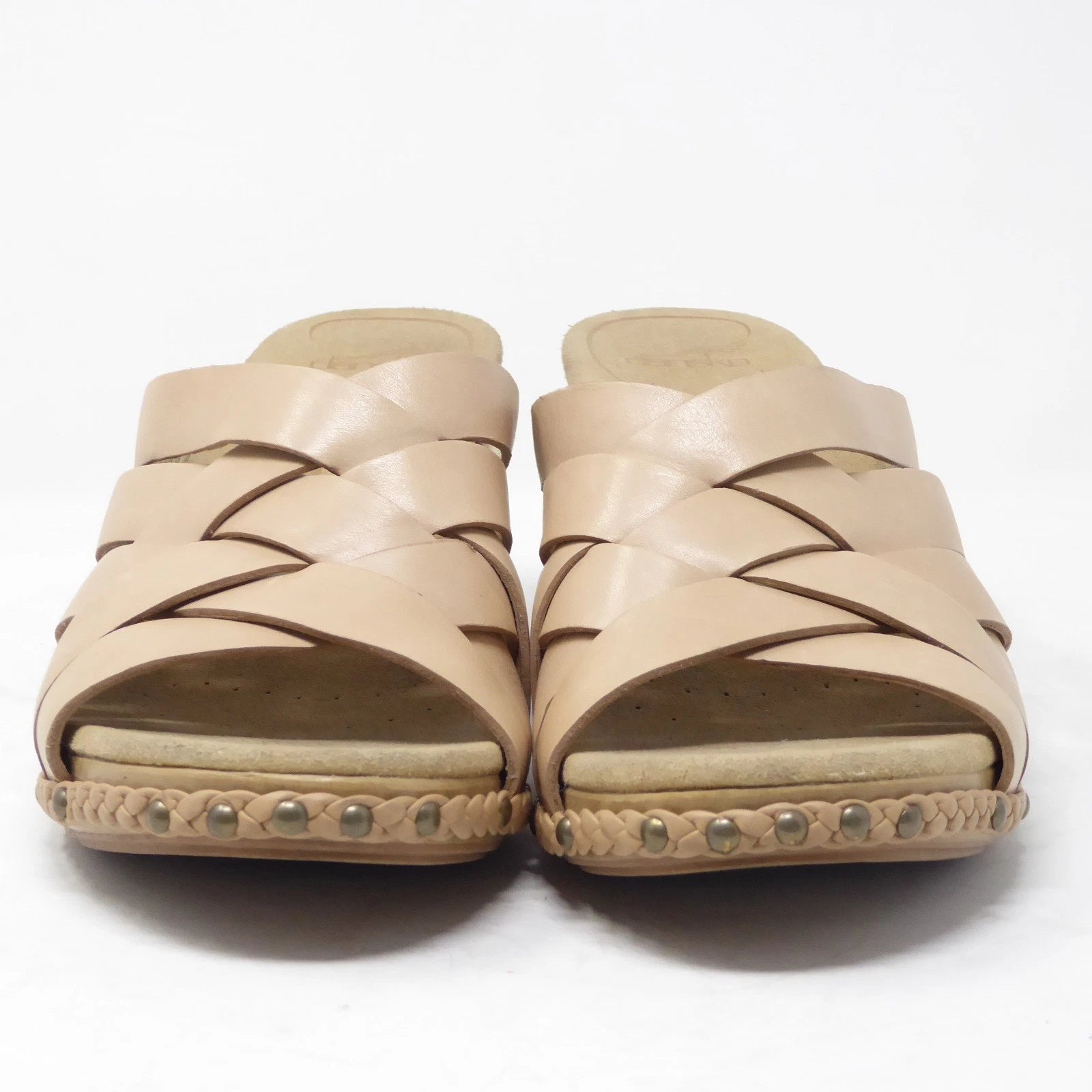 Dansko Womens Tory Woven Leather Heeled Sandals Slides Size 41 / 10.5-11 Beige