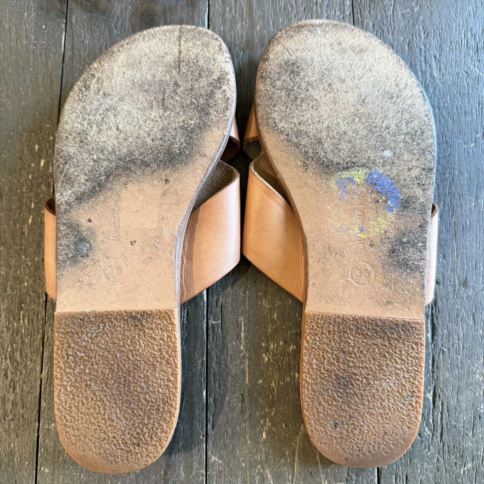 Ancient Greek Tan Cross-Strap Sandals Leather Women’s Size 38/8