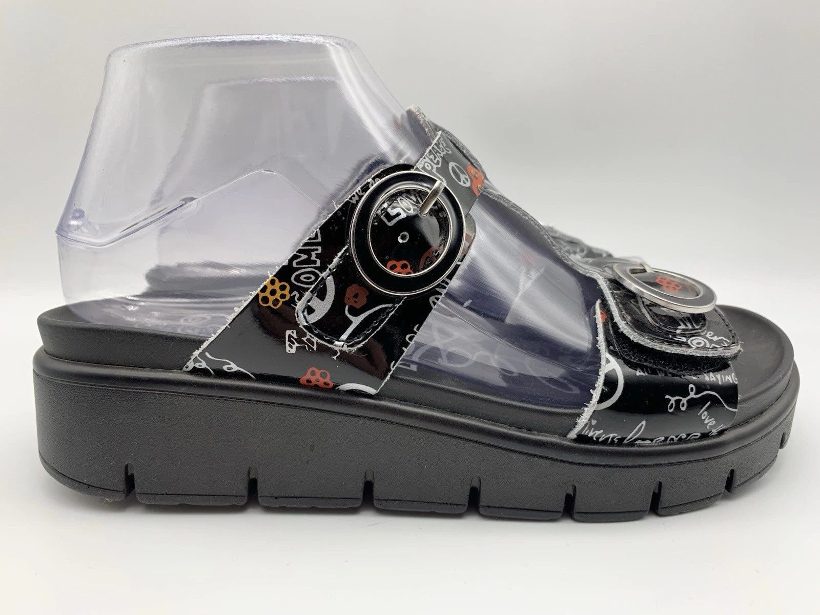 Alegria Women's US 7/7.5 EU 37 Vita Peace And Love Black Leather Sandals
