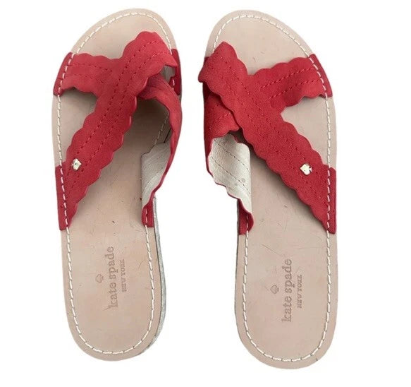 Kate Spade New York Red Ibiza Slide  Criss Cross Straps Sz 8 NWOB
