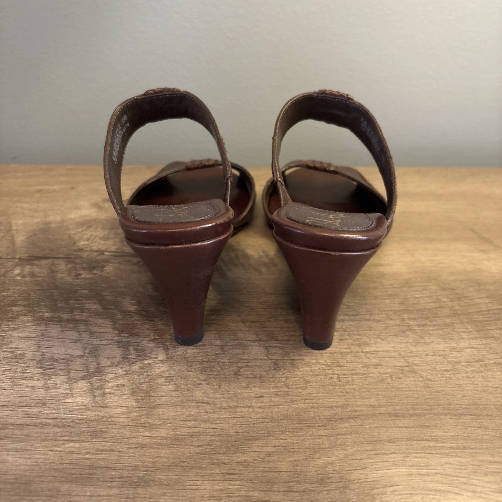 Cole Haan Air Huarache Slide Wedge Sandal Womens Size 6B Slip On Leather Carob