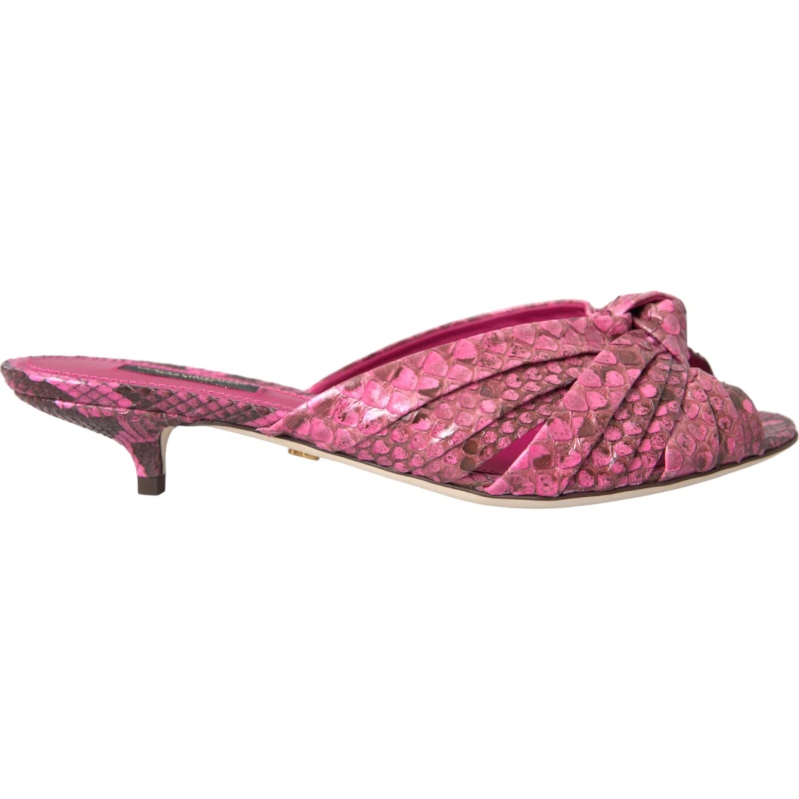 DOLCE & GABBANA Shoes Pink Python Leather Kitten Heels Slides EU37.5/US7 1200usd