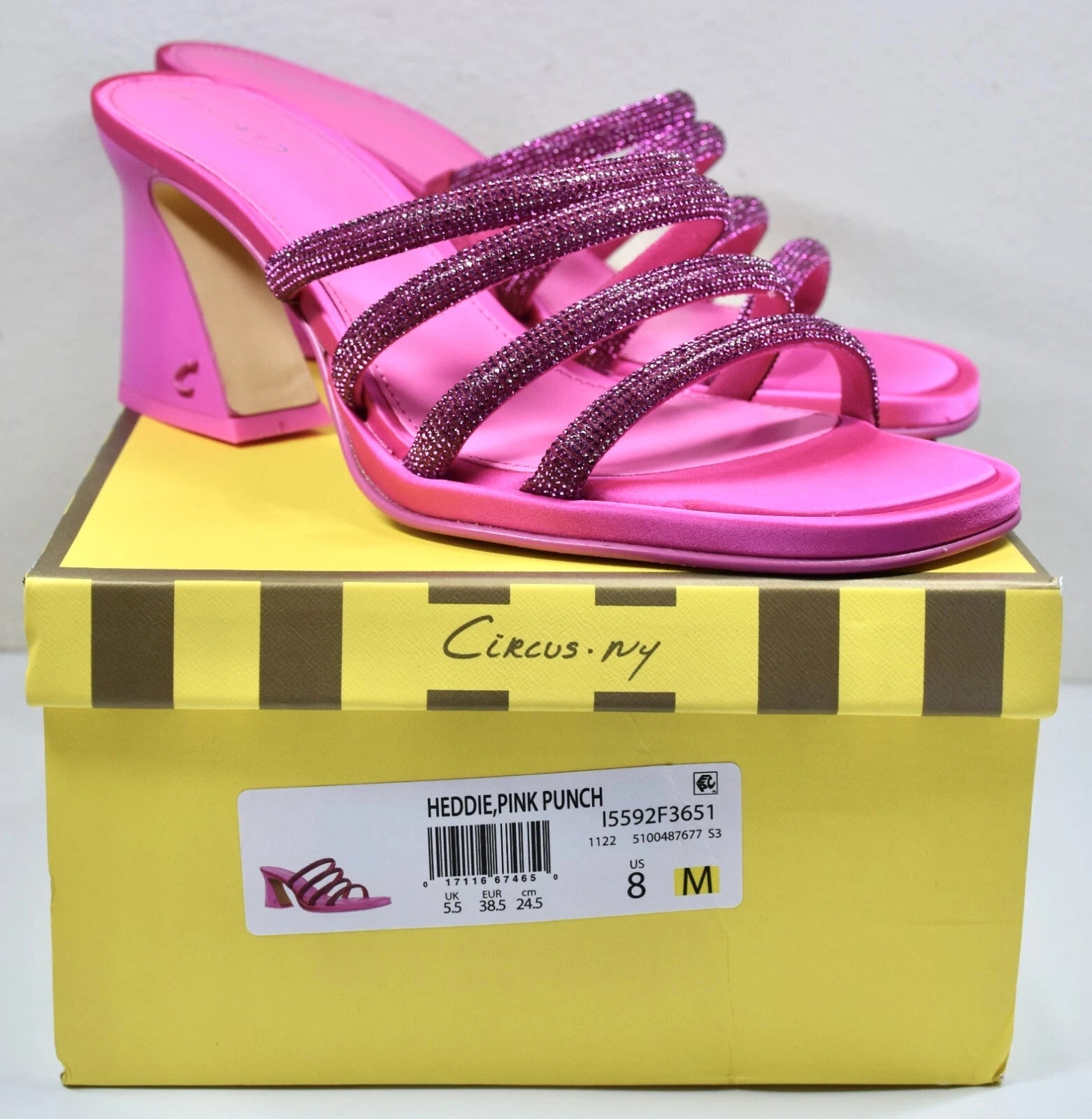 CIRCUS NY BY SAM EDELMAN NIB $120 HEDDIE PINK PUNCH SLIDE HEELED SANDAL. SZ 8 M
