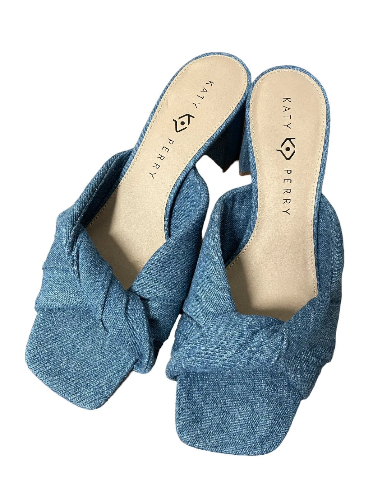 Katy Perry Knot Heeled Sandals The Tooliped Blue Denim Y2K Style Size 10