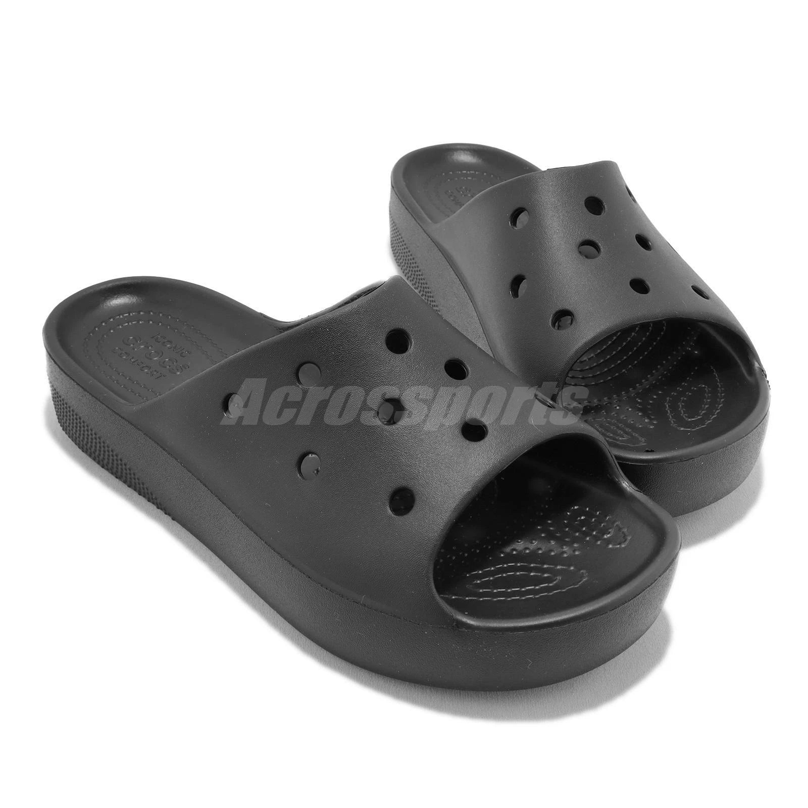 Crocs Classic Platform Slide Black Women Casual Sandals Slippers 208180-001