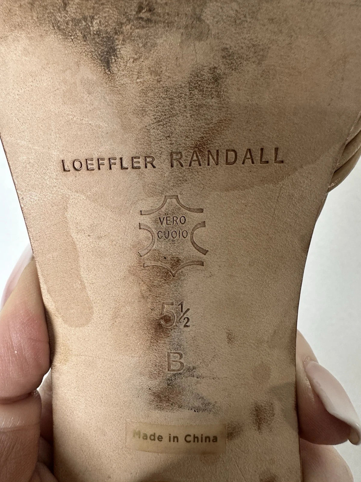 Loeffler Randall Celeste Mignon Knot Mule Size 5.5B Tan Leather Luxury 2” Heel