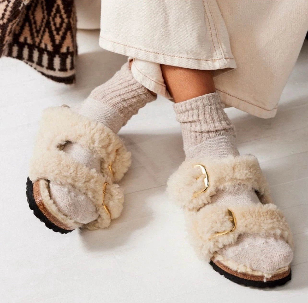 Birkenstock Arizona Big Buckle Teddy Sandals Size 10.5 EU 41