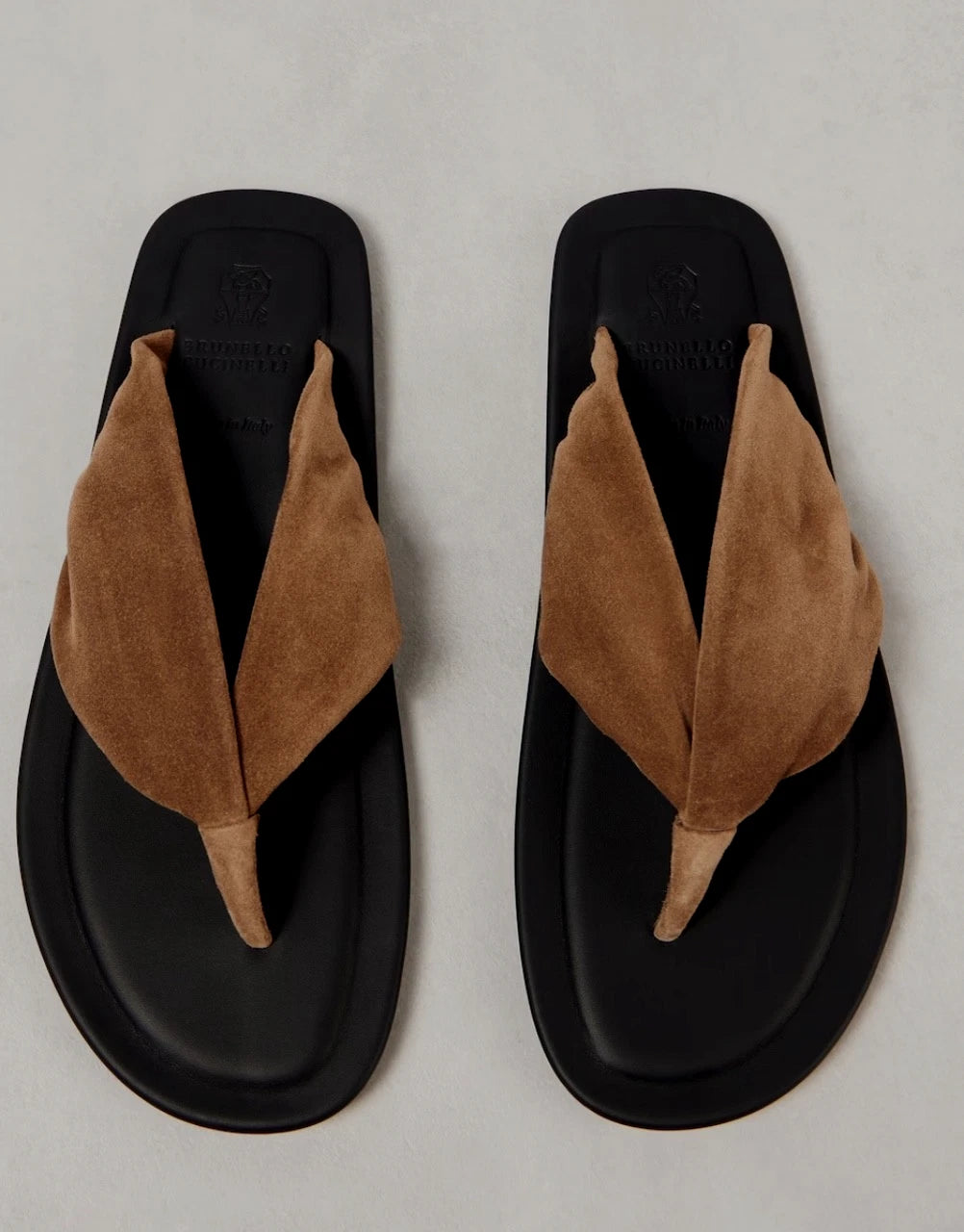 Brunello Cucinelli Brown Suede Flip Flop Thong Sandals, 39.5 (US 9.5) MSRP: $995