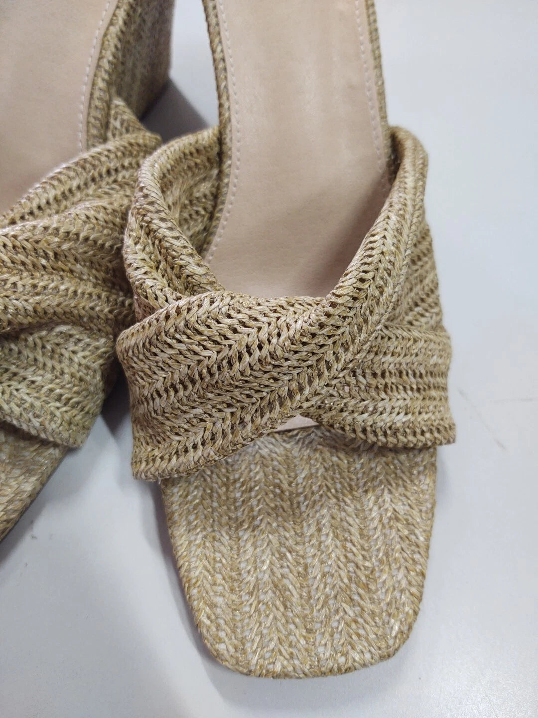 Beast Fashion Rafia Wedge Slide Sandle Size 11 tan beigh