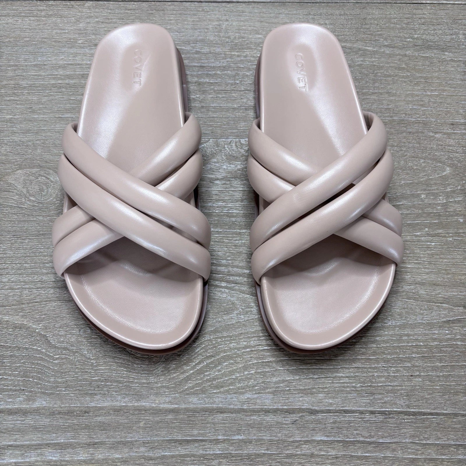Covet Sol Crisscross Slide Sandal Nude Minimalist Comfort Sz 41/10-10.5US $142