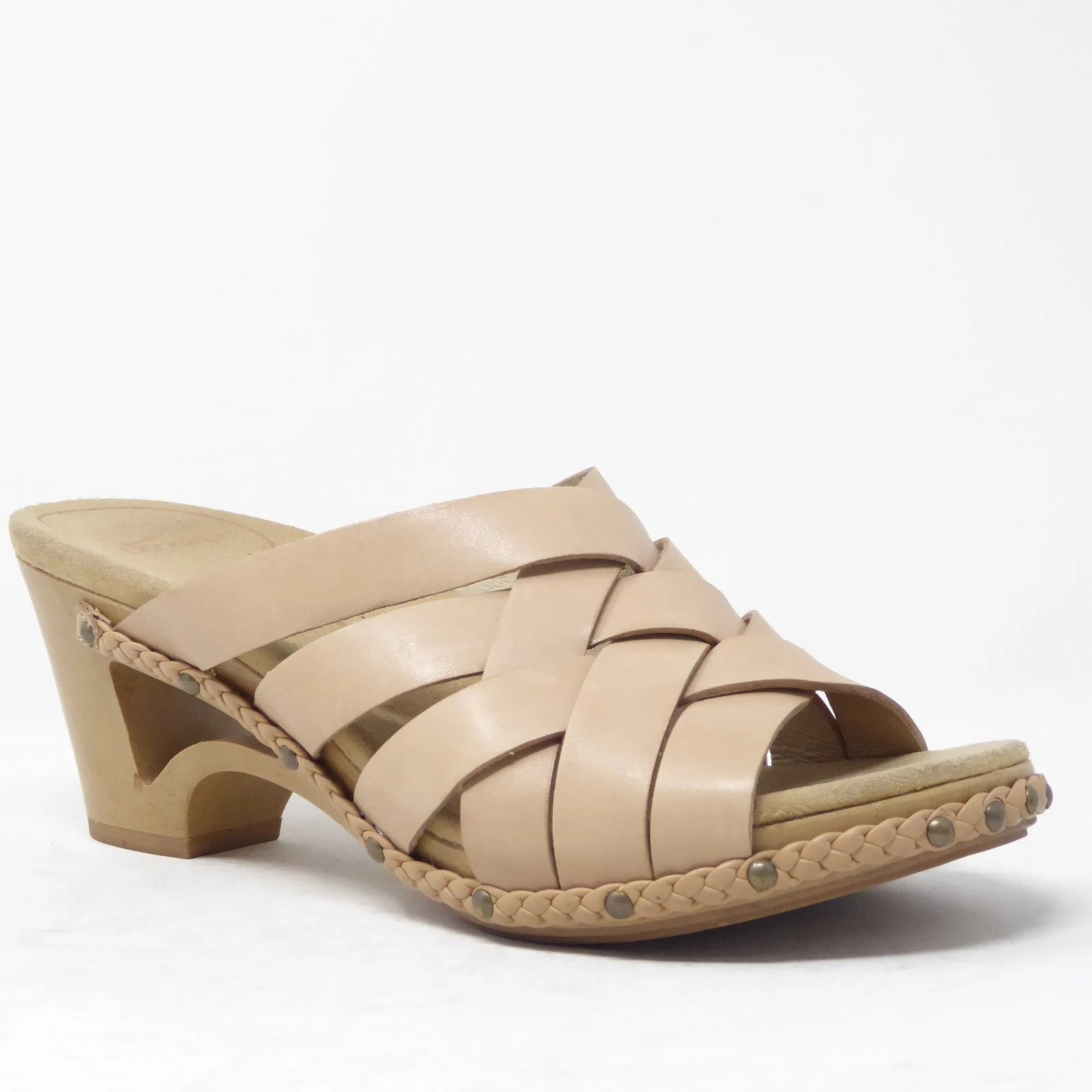 Dansko Womens Tory Woven Leather Heeled Sandals Slides Size 41 / 10.5-11 Beige