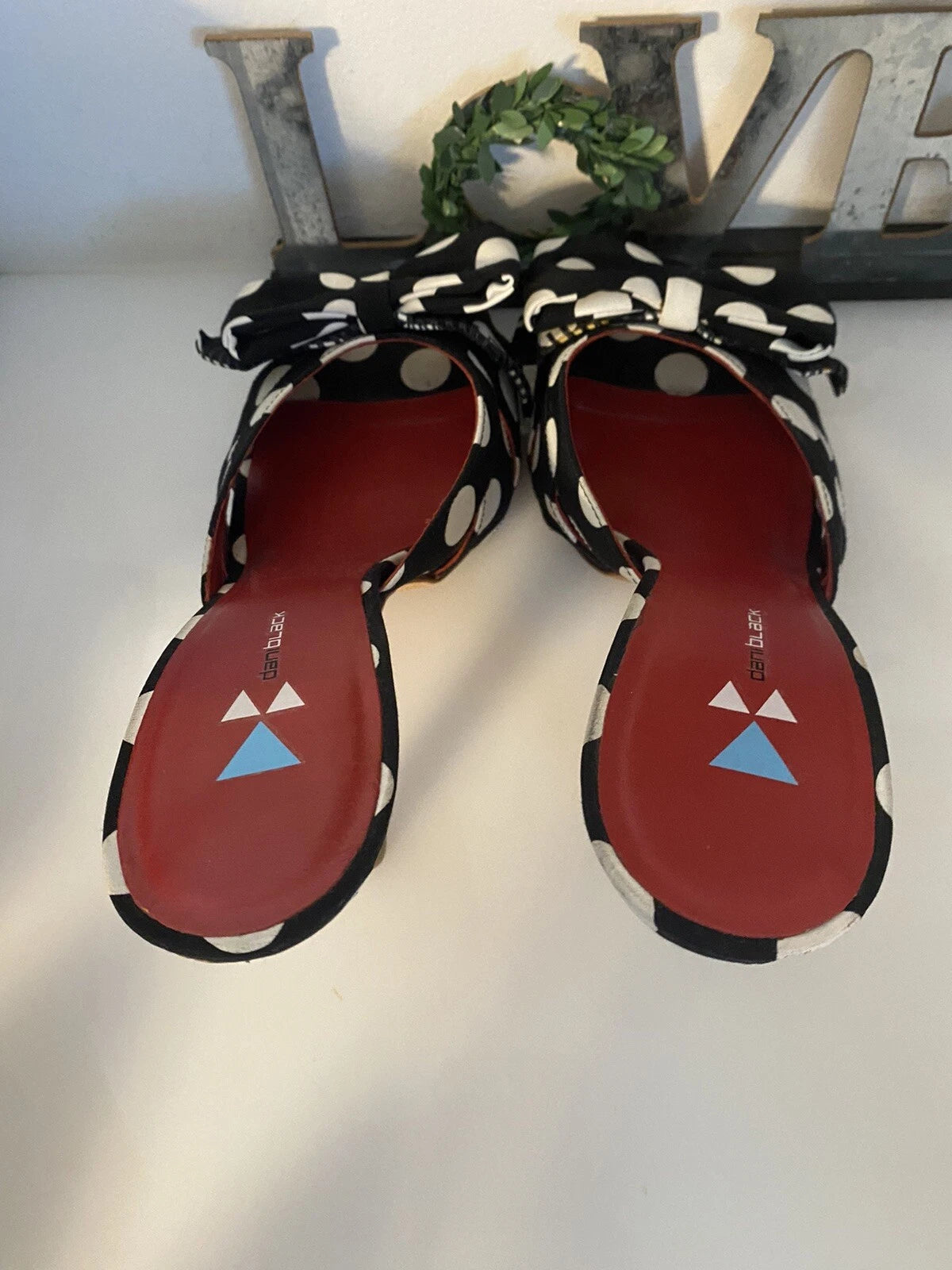 Daniblack Women’s Wanda Slide Sandals Black and White Polka Dots Retro Style 10M