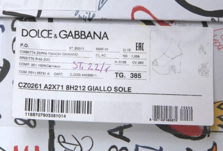 DOLCE & GABBANA Shoes Yellow Leather Wood Mule Wedge Slides EU39 / US8.5 1500usd