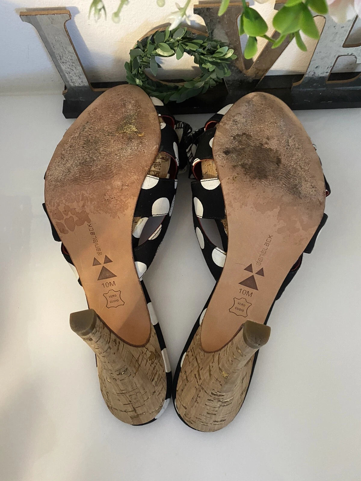 Daniblack Women’s Wanda Slide Sandals Black and White Polka Dots Retro Style 10M