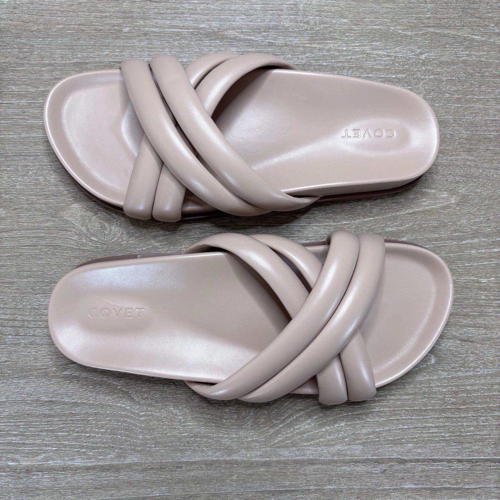 Covet Sol Crisscross Slide Sandal Nude Minimalist Comfort Sz 41/10-10.5US $142