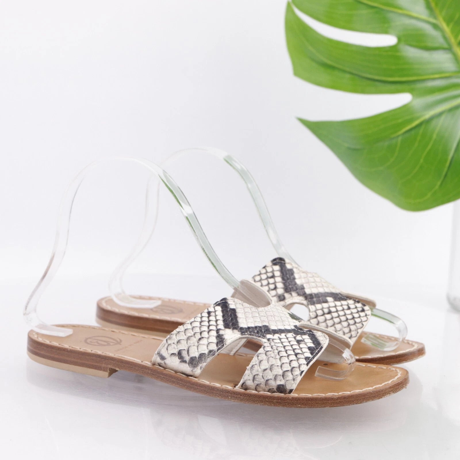 Enrico De Rosa Italy Women's Sandal Size 38 7 Snakeskin Slide Resort Hampton