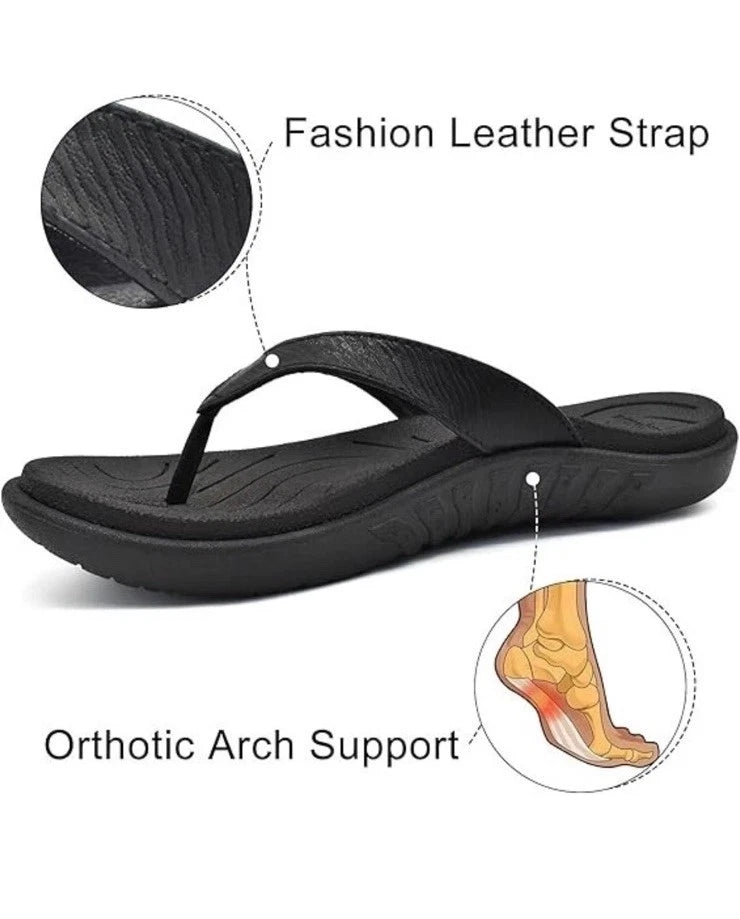 jiajiale Womens Fashion Orthotic Arch Support Flip Flops Black US Size 8