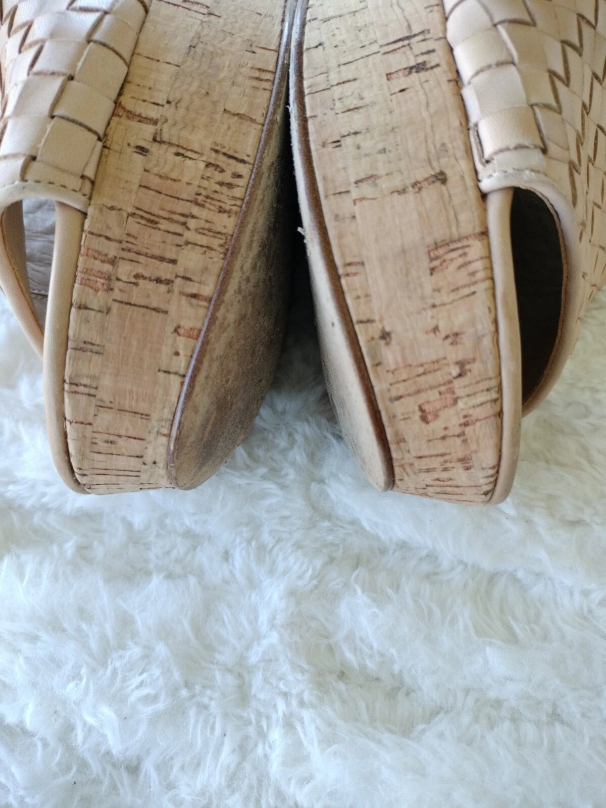 ETIENNE AIGNER Devin Sz 8  Sandals Platforms Women's Natural Cork Wedges Slides