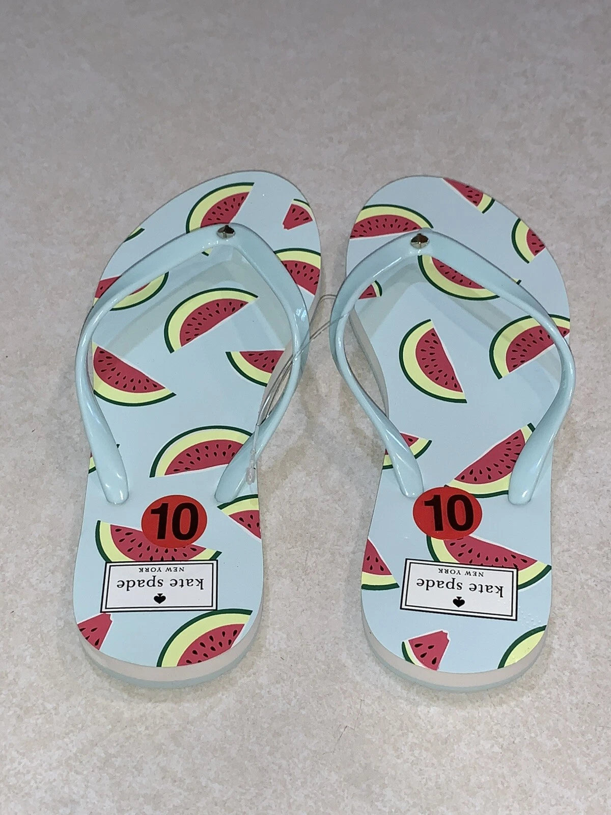 Kate Spade New York Watermelon Fiji Flip Flops Green Size 10 NEW