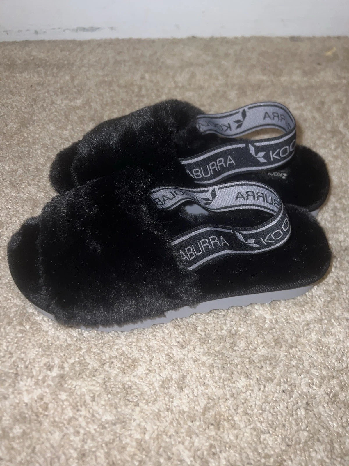 Koolaburra ugg fuzz'n II back strap slide on slippers sandals black platform