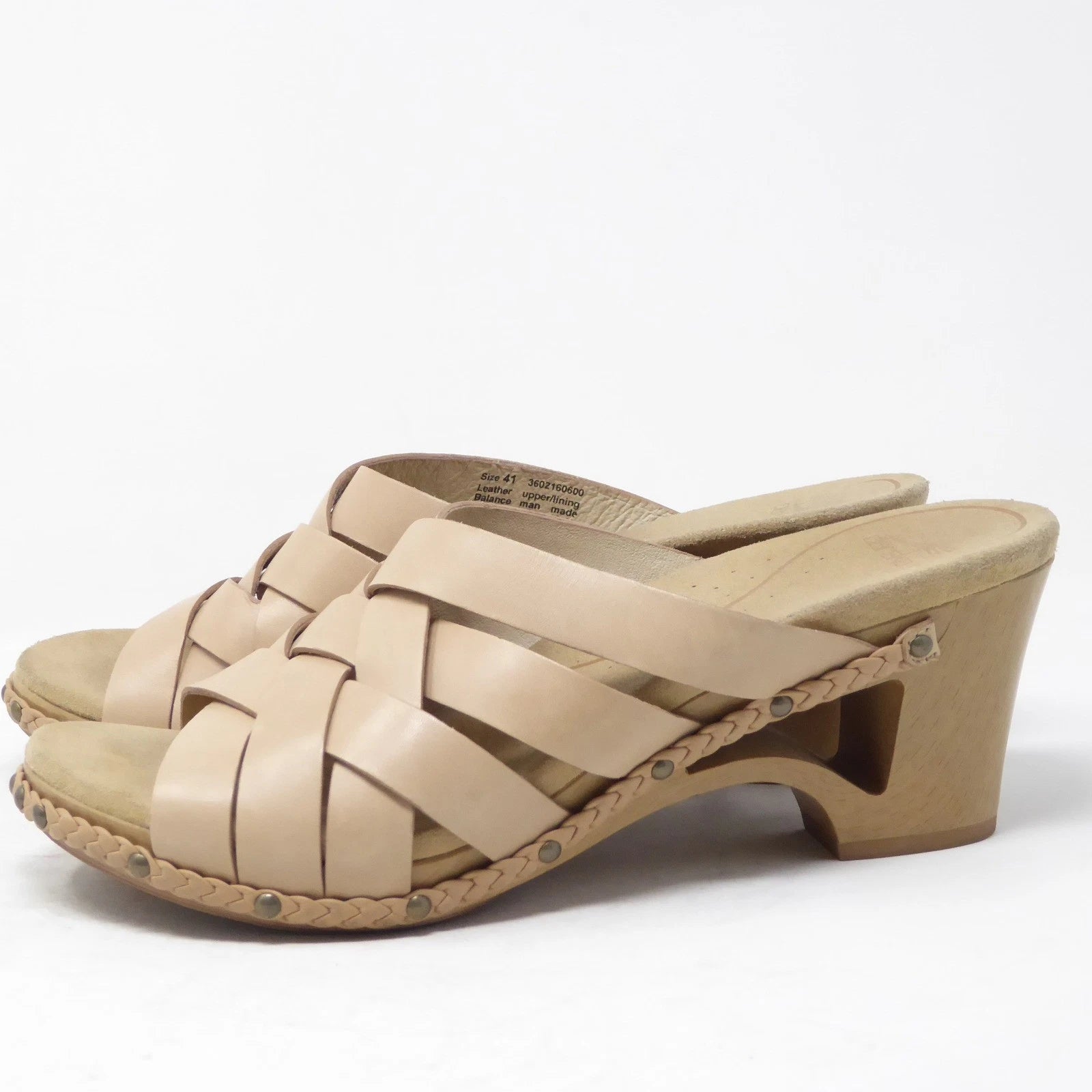 Dansko Womens Tory Woven Leather Heeled Sandals Slides Size 41 / 10.5-11 Beige