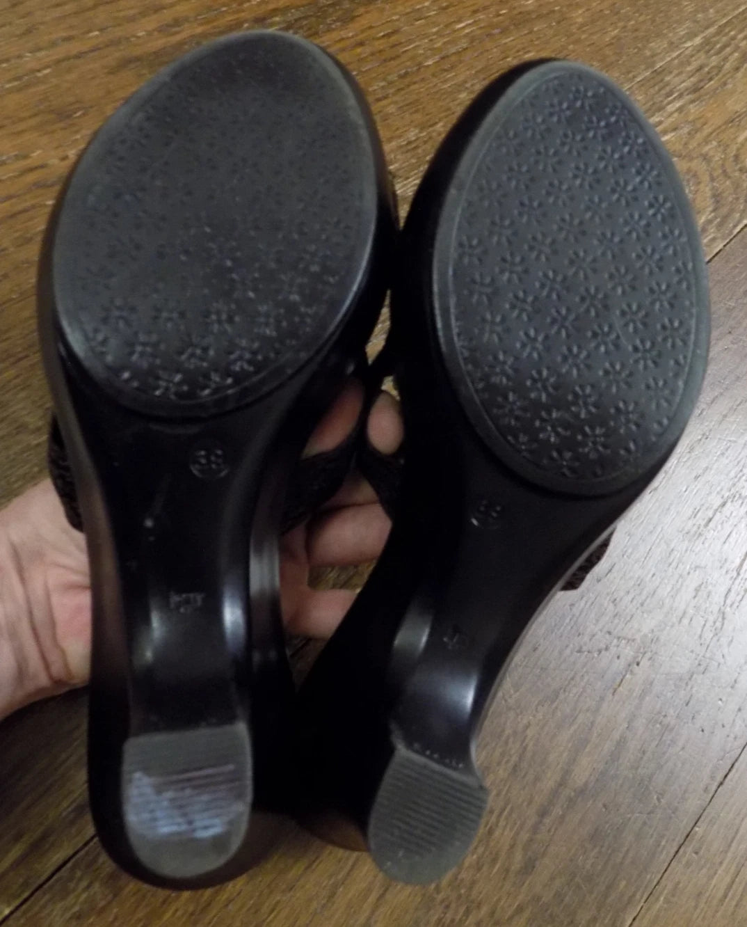 Dezario Slides Sandals 3" Heel Textured Metallic Bronze Rhinestone Bling USA 8.5